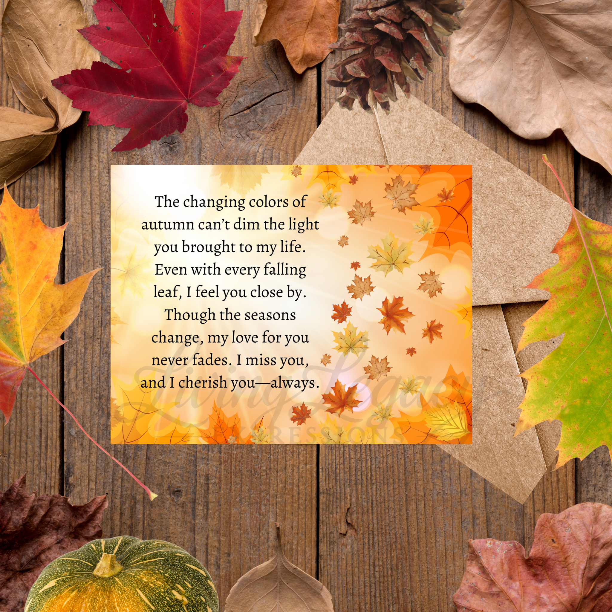 Autumn Remembrance Card – A Message of Gratitude and Love