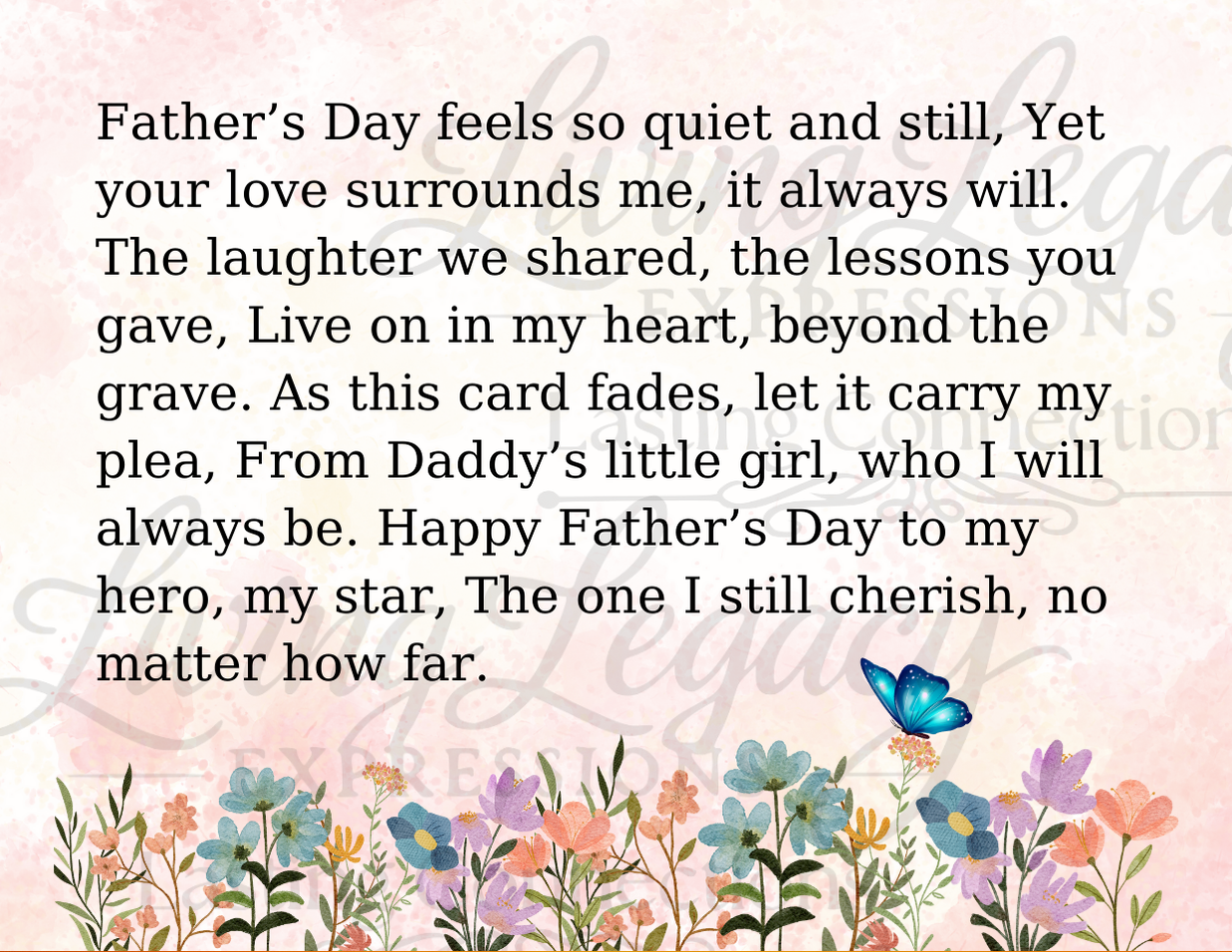 Father’s Day Remembrance Card – From Your Little Girl